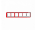 Ramka uniwersalna sześciokrotna - efekt szkła (ramka: czerwona, spód: biały), Czerwony Karlik Deco 17-0-DRS-6
