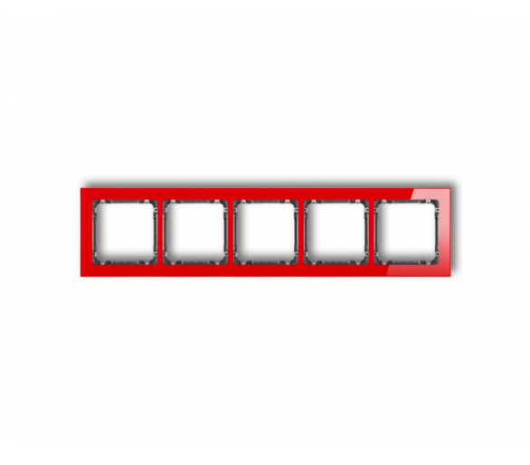 Ramka uniwersalna pięciokrotna - efekt szkła (ramka: czerwona, spód: grafitowy), Czerwony Karlik Deco 17-11-DRS-5