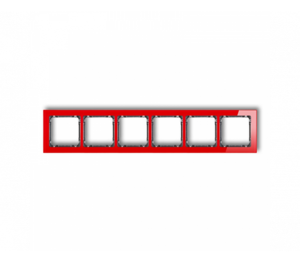 Ramka uniwersalna sześciokrotna - efekt szkła (ramka: czerwona, spód: grafitowy), Czerwony Karlik Deco 17-11-DRS-6