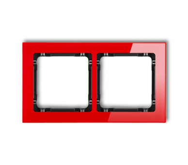 Ramka uniwersalna podwójna - efekt szkła (ramka: czerwona, spód: czarny), Czerwony Karlik Deco 17-12-DRS-2