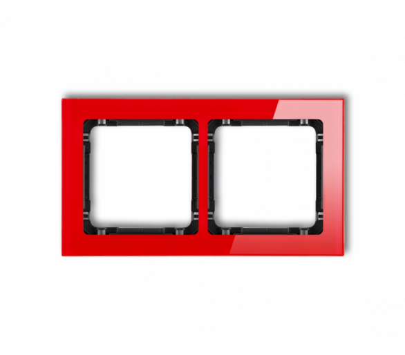 Ramka uniwersalna podwójna - efekt szkła (ramka: czerwona, spód: czarny), Czerwony Karlik Deco 17-12-DRS-2