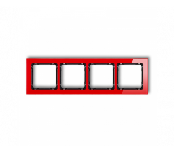 Ramka uniwersalna poczwórna - efekt szkła (ramka: czerwona, spód: czarny), Czerwony Karlik Deco 17-12-DRS-4