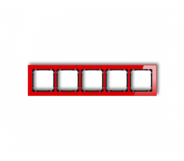 Ramka uniwersalna pięciokrotna - efekt szkła (ramka: czerwona, spód: czarny), Czerwony Karlik Deco 17-12-DRS-5