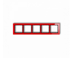 Ramka uniwersalna pięciokrotna - efekt szkła (ramka: czerwona, spód: czarny), Czerwony Karlik Deco 17-12-DRS-5