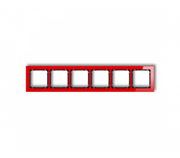 Ramka uniwersalna sześciokrotna - efekt szkła (ramka: czerwona, spód: czarny), Czerwony Karlik Deco 17-12-DRS-6