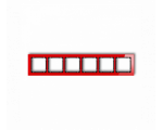 Ramka uniwersalna sześciokrotna - efekt szkła (ramka: czerwona, spód: czarny), Czerwony Karlik Deco 17-12-DRS-6