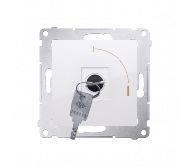 Łącznik na kluczyk chwilowy (przycisk) 2 pozycyjny „0-I” (moduł) 5A 250V, do lutowania, biały DP1K.01/11