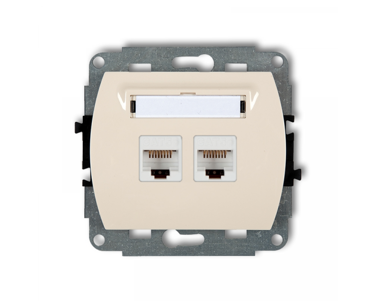 Gniazdo komputerowe podwójne 2xRJ45, kat. 5e, 8-stykowy, Beżowy Karlik Trend 1GK-2