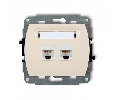 Gniazdo komputerowe podwójne 2xRJ45, kat. 6, 8-stykowy, Beżowy Karlik Trend 1GK-4