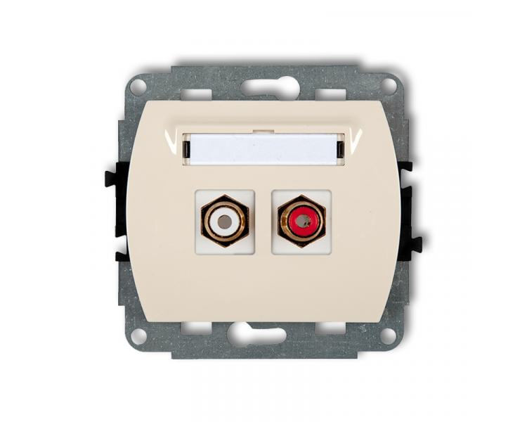Gniazdo podwójne RCA (typu cinch - biały i czerwony, pozłacany), Beżowy Karlik Trend 1GRCA-2
