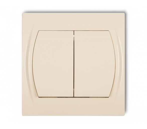 Łącznik pojedynczy ze schodowym (dwa klawisze bez piktogramów, wspólne zasilanie), Beżowy Karlik Logo 1LWP-10.11