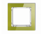 Ramka uniwersalna pojedyncza - efekt szkła (ramka zielona, spód biały), Zielony Karlik Deco 2-0-DRS-1