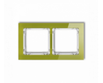 Ramka uniwersalna podwójna - efekt szkła (ramka zielona, spód biały), Zielony Karlik Deco 2-0-DRS-2