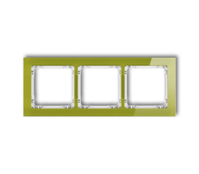 Ramka uniwersalna potrójna - efekt szkła (ramka zielona, spód biały), Zielony Karlik Deco 2-0-DRS-3