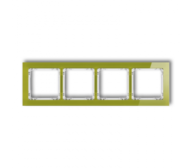 Ramka uniwersalna poczwórna - efekt szkła (ramka zielona, spód biały), Zielony Karlik Deco 2-0-DRS-4