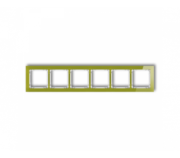 Ramka uniwersalna sześciokrotna - efekt szkła (ramka zielona, spód biały), Zielony Karlik Deco 2-0-DRS-6