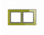 Ramka uniwersalna podwójna - efekt szkła (ramka zielona, spód grafitowy), Zielony Karlik Deco 2-11-DRS-2