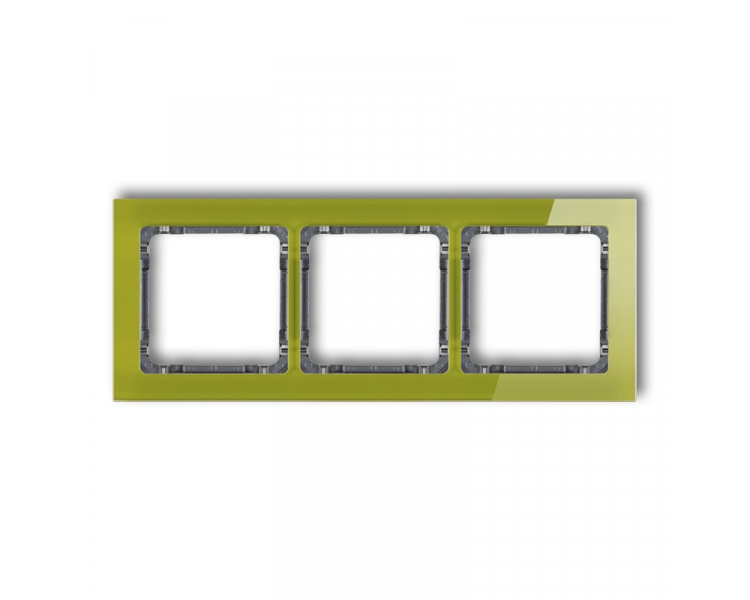 Ramka uniwersalna potrójna - efekt szkła (ramka zielona, spód grafitowy), Zielony Karlik Deco 2-11-DRS-3