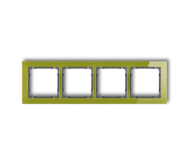 Ramka uniwersalna poczwórna - efekt szkła (ramka zielona, spód grafitowy), Zielony Karlik Deco 2-11-DRS-4