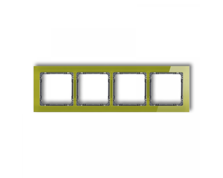 Ramka uniwersalna poczwórna - efekt szkła (ramka zielona, spód grafitowy), Zielony Karlik Deco 2-11-DRS-4