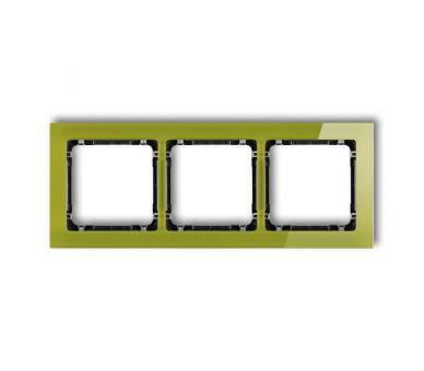 Ramka uniwersalna potrójna - efekt szkła (ramka zielona, spód czarny), Zielony Karlik Deco 2-12-DRS-3