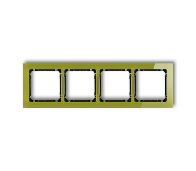 Ramka uniwersalna poczwórna - efekt szkła (ramka zielona, spód czarny), Zielony Karlik Deco 2-12-DRS-4