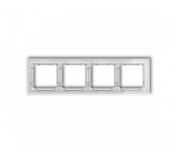Ramka uniwersalna poczwórna transparentna DECO Art - efekt szkła ramka: transparentna, spód: biały, Karlik Deco 52-0-DRS-4