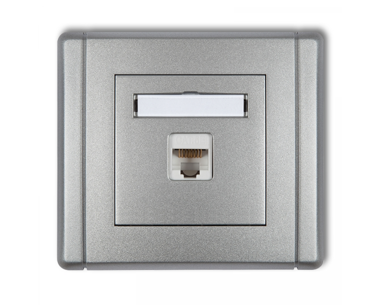 Gniazdo komputerowe pojedyncze 1xRJ45, kat. 5e, 8-stykowe, Srebrny Metalik Karlik Flexi 7FGK-1