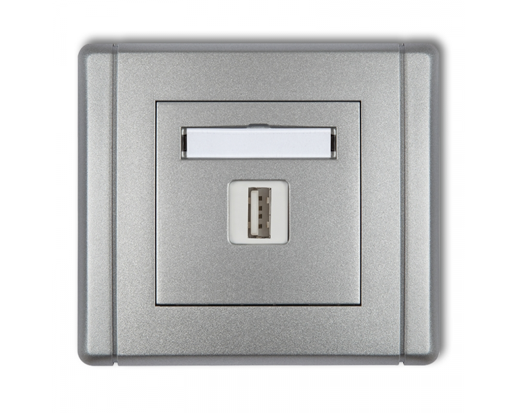 Gniazdo pojedyncze USB A-A 3.0, Srebrny Metalik Karlik Flexi 7FGUSB-5