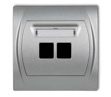 Gniazdo multimedialne podwójne bez modułu (standard Keystone), Srebrny Metalik Karlik Logo 7LGM-2P