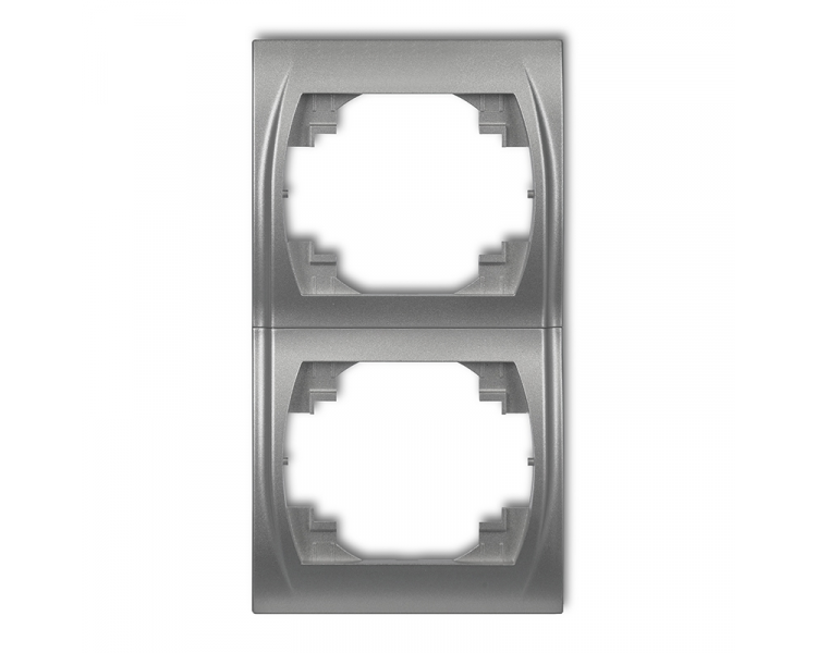 Ramka pionowa podwójna, Srebrny Metalik Karlik Logo 7LRV-2