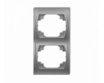 Ramka pionowa podwójna, Srebrny Metalik Karlik Logo 7LRV-2