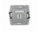 Gniazdo pojedyncze USB A-A 2.0, Srebrny Metalik Karlik Mini 7MGUSB-1