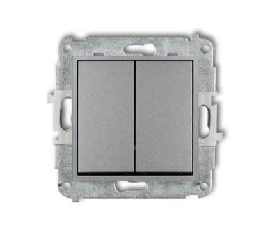 Przycisk zwierny, podwójny (dwa klawisze bez piktogramów, wspólne zasilanie), Srebrny Metalik Karlik Mini 7MWP-44.1