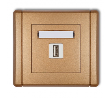 Gniazdo pojedyncze USB A-A 2.0, Złoty Metalik Karlik Flexi 8FGUSB-1