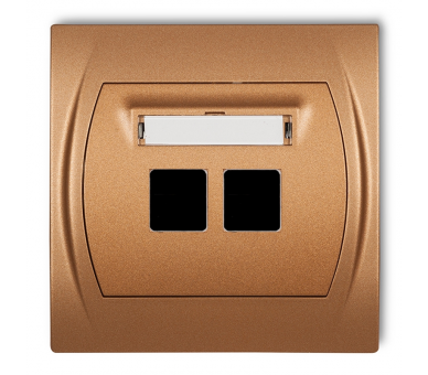 Gniazdo multimedialne podwójne bez modułu (standard Keystone), Złoty Metalik Karlik Logo 8LGM-2P