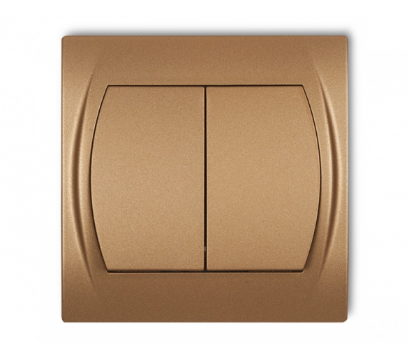 Łącznik zwierny, świecznikowy (dwa klawisze bez piktogramów, wspólne zasilanie), Złoty Metalik Karlik Logo 8LWP-44.1