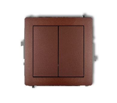 Łącznik pojedynczy ze schodowym (dwa klawisze bez piktogramów, wspólne zasilanie), Brązowy Metalik Karlik Deco 9DWP-10.11