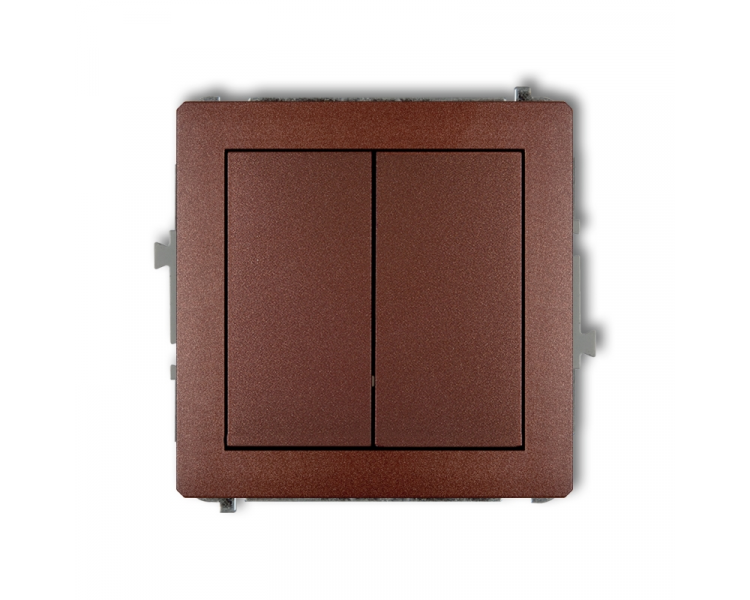 Łącznik schodowy podwójny (dwa klawisze bez piktogramów), Brązowy Metalik Karlik Deco 9DWP-33.1