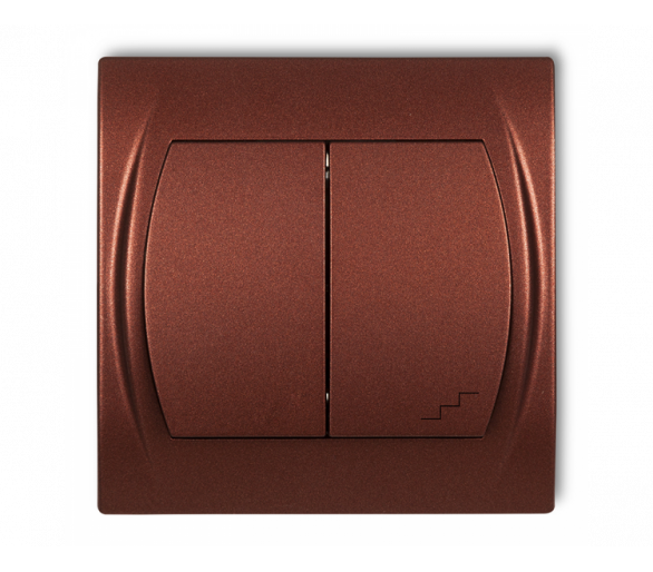 Łącznik pojedynczy ze schodowym (wspólne zasilanie), Brązowy Metalik Karlik Logo 9LWP-10.1