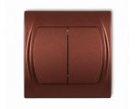 Łącznik pojedynczy ze schodowym (dwa klawisze bez piktogramów, wspólne zasilanie), Brązowy Metalik Karlik Logo 9LWP-10.11