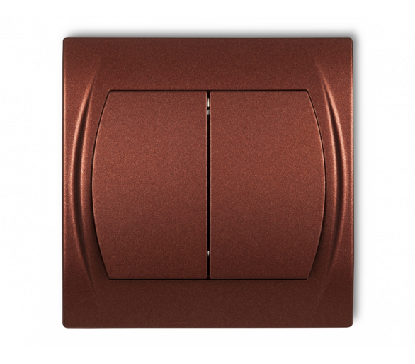 Łącznik zwierny, świecznikowy (dwa klawisze bez piktogramów, wspólne zasilanie), Brązowy Metalik Karlik Logo 9LWP-44.1