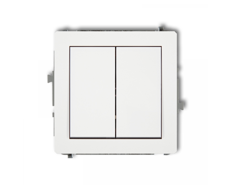 Przycisk zwierny, podwójny (dwa klawisze bez piktogramów, wspólne zasilanie), Biały Karlik Deco DWP-44.1
