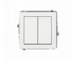 Przycisk zwierny, podwójny (dwa klawisze bez piktogramów, osobne zasilanie), Biały Karlik Deco DWP-44.2