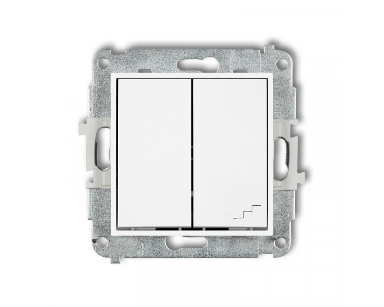 Łącznik pojedynczy ze schodowym (osobne zasilanie), Biały Karlik Mini MWP-10.2