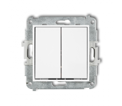 Przycisk zwierny, podwójny (dwa klawisze bez piktogramów, wspólne zasilanie), Biały Karlik Mini MWP-44.1