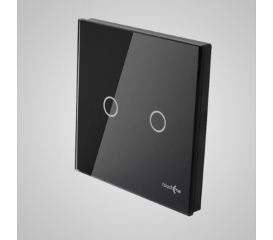 Duży panel dotykowy 86x86mm szklany, łącznik podwójny, czarny TM702b