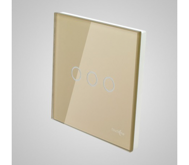Duży panel dotykowy 86x86mm szklany, łącznik potrójny, złoty TM703g