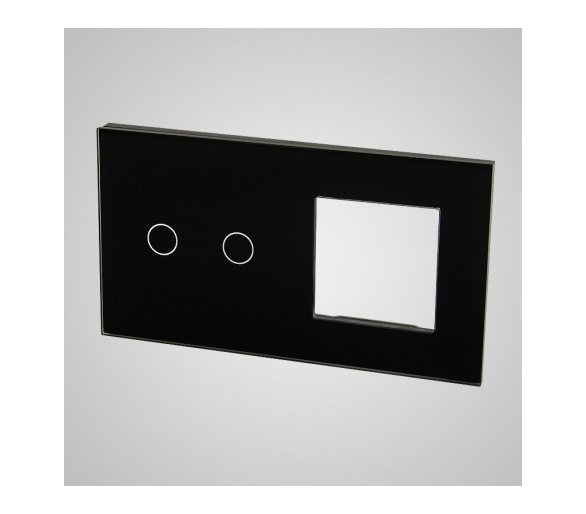 Duży panel (86x158) szklany, 1 x łącznik podwójny, 1 x ramka, czarny TM702728B