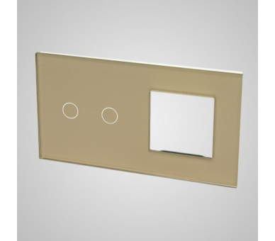 Duży panel (86x158) szklany, 1 x łącznik podwójny, 1 x ramka, złoty TM702728G